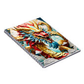 Vuur ademende draak rood blauw en goud schubben notitieboek (Rechterzijde)