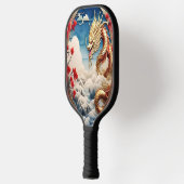 Vuur ademende draak rood blauw en goud schubben pickleball paddle (Links)