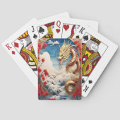 Vuur ademende draak rood blauw en goud schubben pokerkaarten (Achterkant)