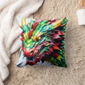 Vuur ademende draak rood, groen en gele schaal kussen (Deken)