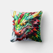 Vuur ademende draak rood, groen en gele schaal kussen (Voorkant)