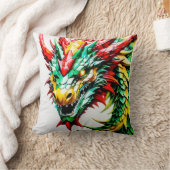 Vuur ademende draak rood, groen en gele schaal kussen (Deken)
