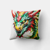 Vuur ademende draak rood, groen en gele schaal kussen (Achterkant)