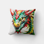 Vuur ademende draak rood, groen en gele schaal kussen (Voorkant)