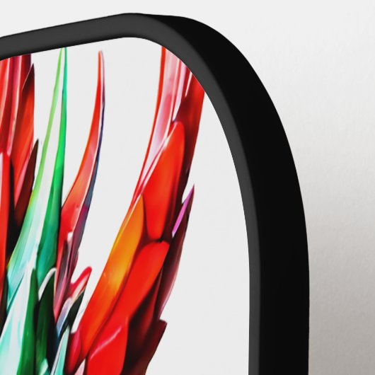 Vuur ademende draak rood, groen en gele schaal pickleball paddle (Links Detail)