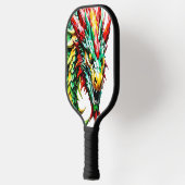 Vuur ademende draak rood, groen en gele schaal pickleball paddle (Links)