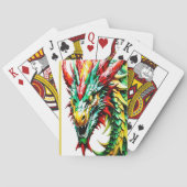 Vuur ademende draak rood, groen en gele schaal pokerkaarten (Achterkant)