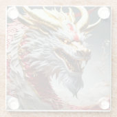 Vuur ademende draak rood wit en goud schubben glazen onderzetter (Achterkant)