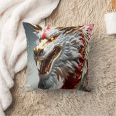 Vuur ademende draak rood wit en goud schubben kussen (Deken)