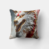 Vuur ademende draak rood wit en goud schubben kussen (Achterkant)