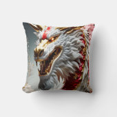 Vuur ademende draak rood wit en goud schubben kussen (Voorkant)