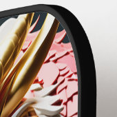 Vuur ademende draak rood wit en goud schubben pickleball paddle (Links Detail)