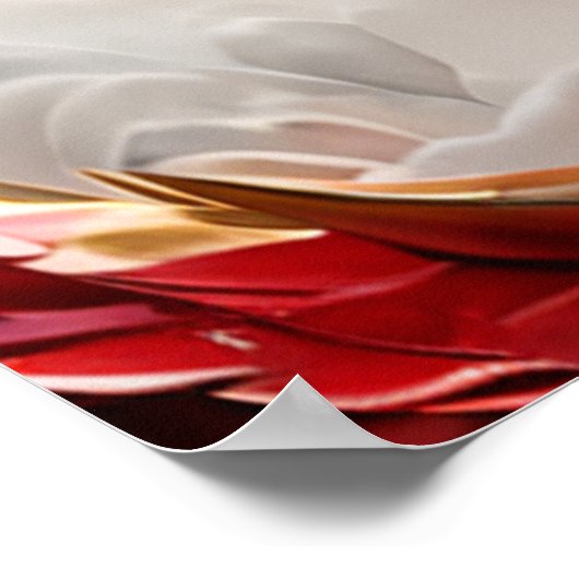 Vuur ademende draak rood wit en goud schubben poster (Hoek)