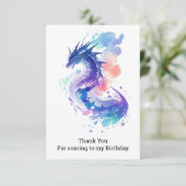 Vuur-ademende Dragon's betoverde verjaardag Bedankkaart (Staand voorkant)