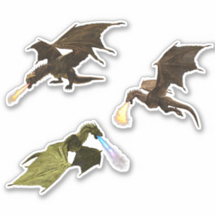 Vuur Ademende Draken Wyvern Sticker