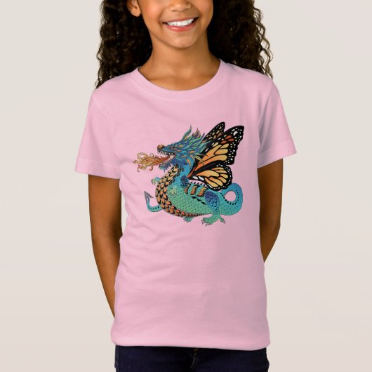 Vuur Ademende Monarch Vlinder Draak T-shirt (Voorkant)