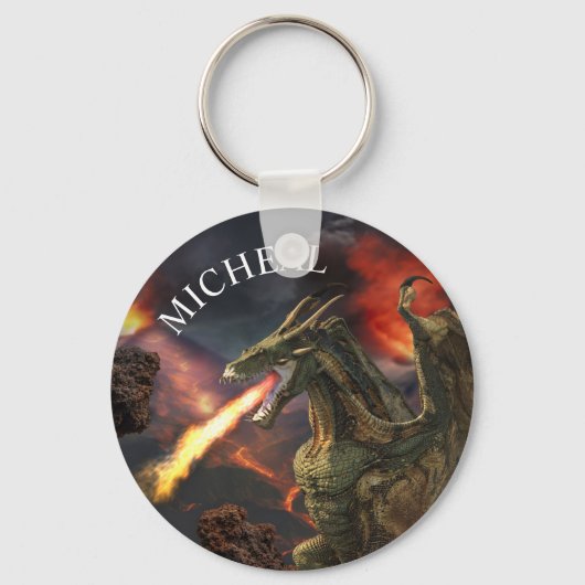 Vuur afbrekende draak Magische fantastische fantas Sleutelhanger (Voorkant)
