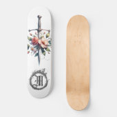 *~* Vuur AP88 Middeleeuws Zwaard Bloemen Bloemen Persoonlijk Skateboard (Voorkant)