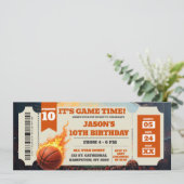 Vuur Basketbal Slam Dunk Game Ticket Verjaardag (Staand voorkant)
