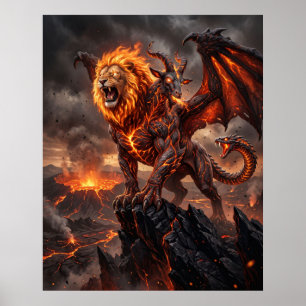Vuur Chimera Mythische Caldera Kunst Poster