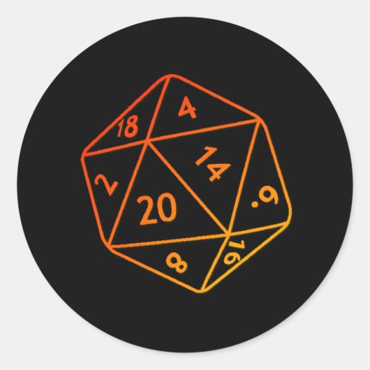 Vuur D20 Ronde Sticker (Voorkant)