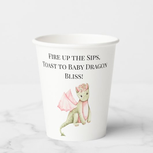 Vuur de Sips, Toast op Baby Dragon Bliss! Papieren Bekers (Voorkant)