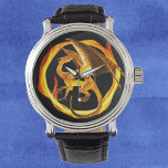 Vuur Dragon Flame Circle Horloge<br><div class="desc">Dit ontwerp werd gecreeerd door digitale kunst. Het kan worden gepersonaliseerd door de aanpassingsknoop te klikken en de kleur te veranderen, een naam, initialen of uw favoriete woorden toe te voegen. Neem contact met me op colorflowcreations@gmail.com als je dit ontwerp op een ander product wilt gebruiken. Koop mijn oorspronkelijke abstracte...</div>