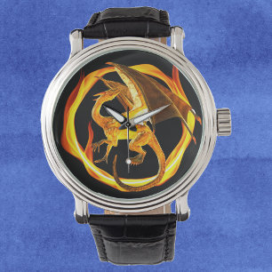 Vuur Dragon Flame Circle Horloge