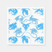 Vuur Draken Patroon Blauw Servet (Voorkant)