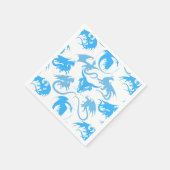 Vuur Draken Patroon Blauw Servet (Hoek)