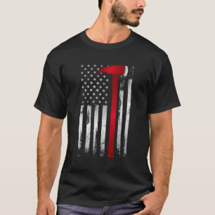 Vuur Dunne Rode Lijn Amerikaanse Vlag Bijl Voor Br T-shirt
