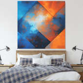Vuur en Blauwe Abstractie Canvas Afdruk (Insitu (Slaapkamer))