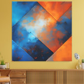 Vuur en Blauwe Abstractie Canvas Afdruk (Insitu (Woonkamer))