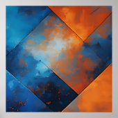 Vuur en Blauwe Abstractie Poster (Voorkant)