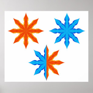 Vuur en Ijs Achtpuntige sterren Poster