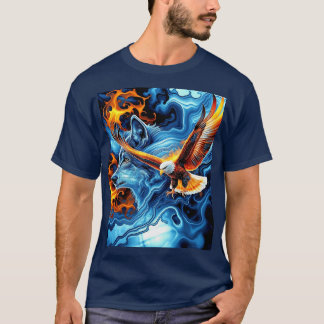 Vuur en ijs adelaar en wolf t-shirt