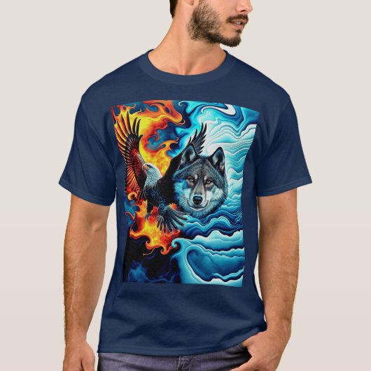 Vuur en ijs - Adelaar & Wolf T-shirt (Voorkant)