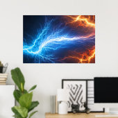 Vuur en ijs - bliksem poster (Thuiskantoor)