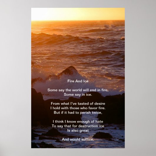 Vuur en ijs boven een Oranje Poster (Voorkant)