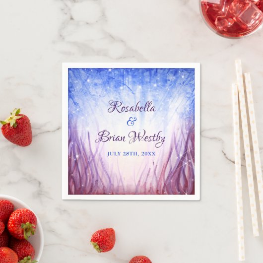 Vuur en ijs bruiloft | Blauwe en rode Waterverf Servetten (Insitu)