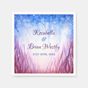 Vuur en ijs bruiloft   Blauwe en rode Waterverf Servetten