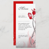 Vuur en ijs bruiloft menu | Rood zilveren Rozen (Voorkant / Achterkant)