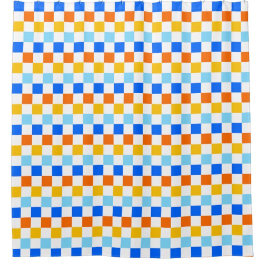 Vuur- en ijs dambordpatroon douchegordijn (Voorkant)