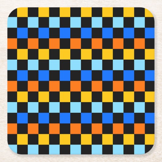 Vuur- en ijs dambordpatroon kartonnen onderzetters (Voorkant)