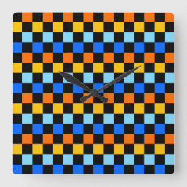 Vuur- en ijs dambordpatroon vierkante klok