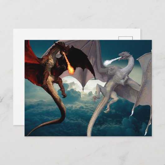 Vuur en ijs Dragon Sky Battle Briefkaart (Voorkant / Achterkant)