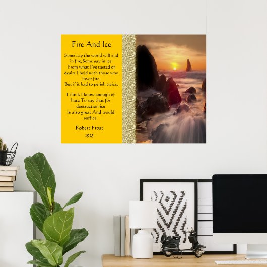 Vuur en ijs met Oranje zonnebanken Poster (Thuiskantoor)