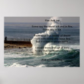 Vuur en ijs over grote golven poster (Voorkant)