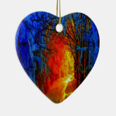 Vuur en ijs, prachtig blauw, Oranje, rood Keramisch Ornament (Rechts)