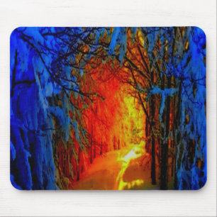 Vuur en ijs, prachtig blauw, Oranje, rood Muismat